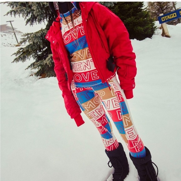 FP Movement Dawn To Dusk Leggings Size XL Red Blue White High Rise Stretchy - Picture 1 of 11